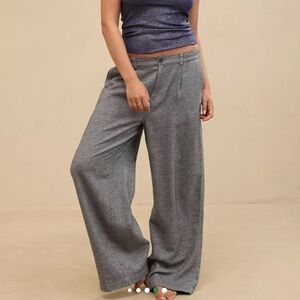 Aerie Anytime High Rise Trousers Wide-Leg Charcoal Gray Size S NEW w TAGS